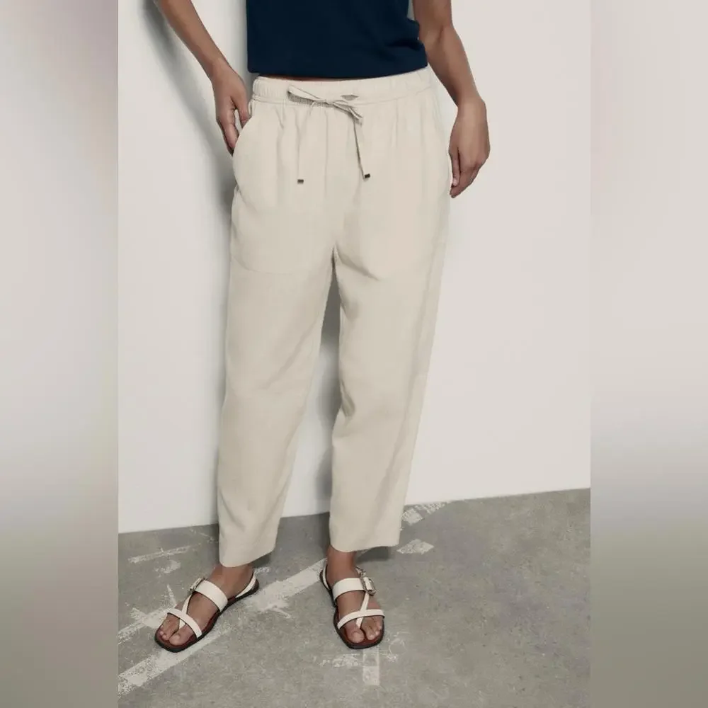 Zara Balloon Leg Linen Trousers